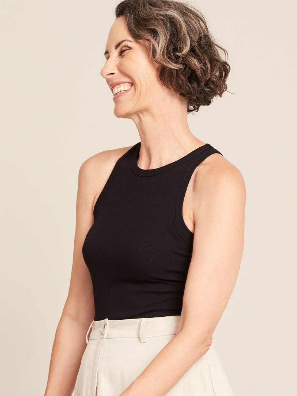 Ribbed Racerback Tank - Black - Picture 3 of 3